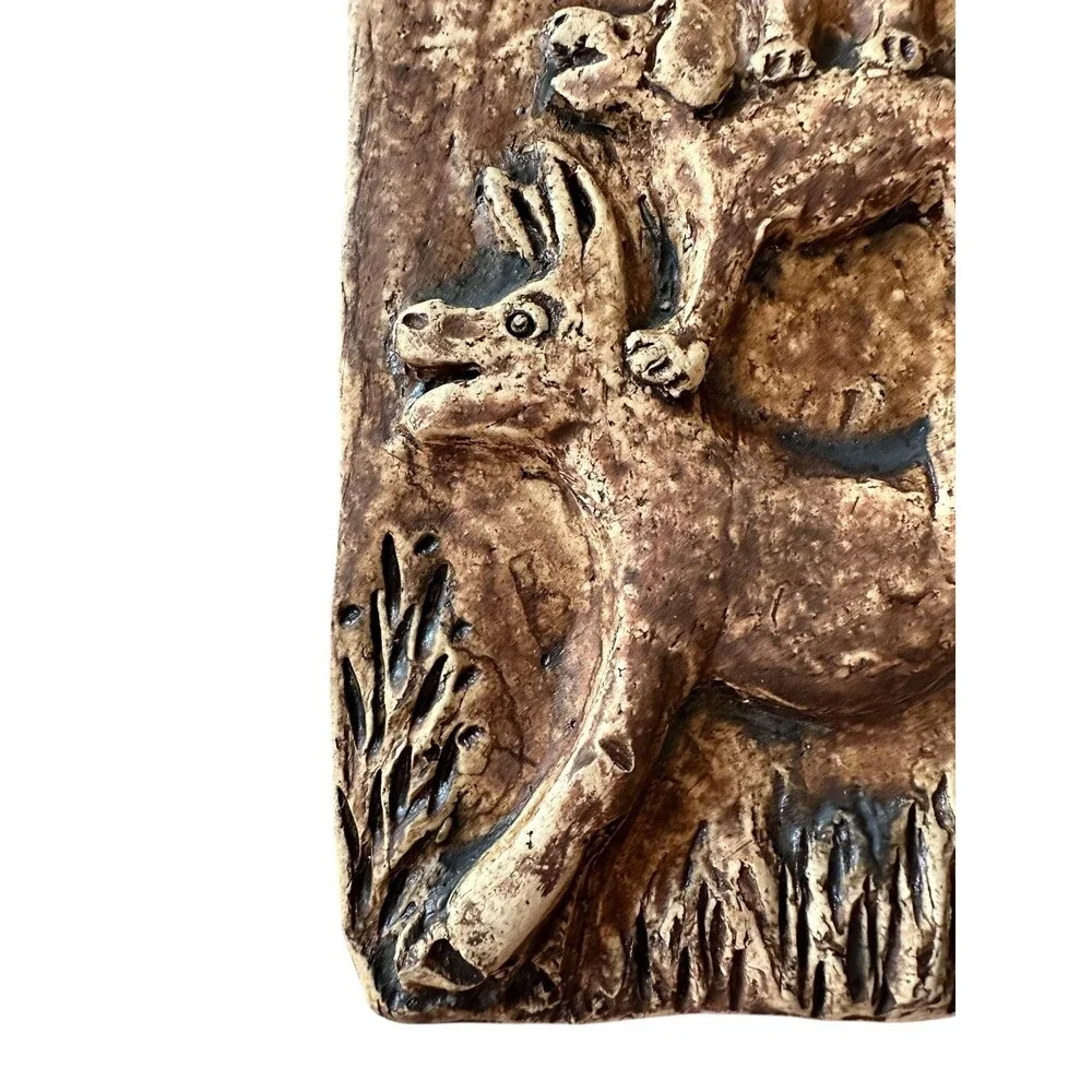 Vintage Pott Luck Ceramic Wall Plaque Town Musicians of Bremen Mid-Century